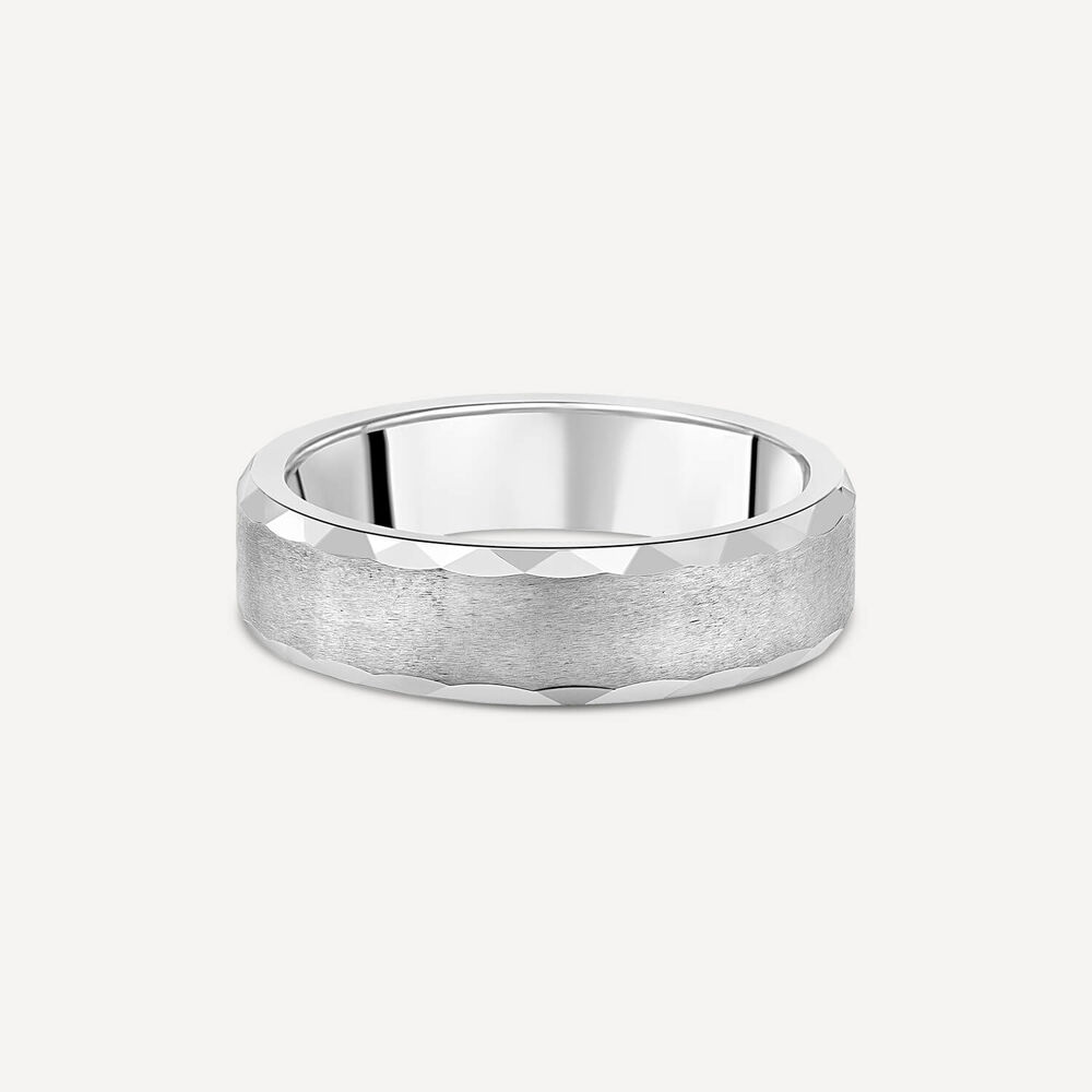 Tungsten Matte Diamond Cut Edge 6mm Men's Ring