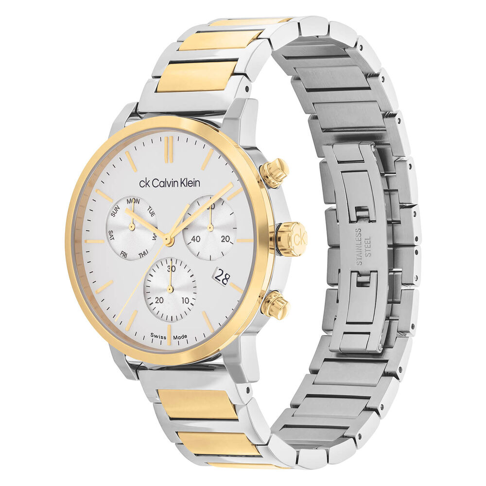 Calvin Klein Architectural 42mm White Dial Steel & Yellow Gold Bracelet Watch image number 2
