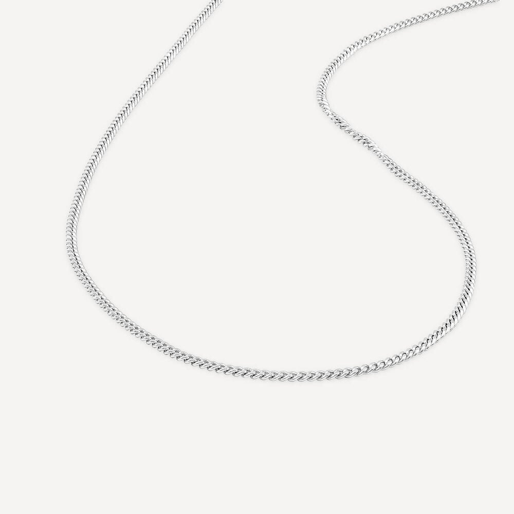 9ct White Gold Flat Curbed Chain Necklet image number 3