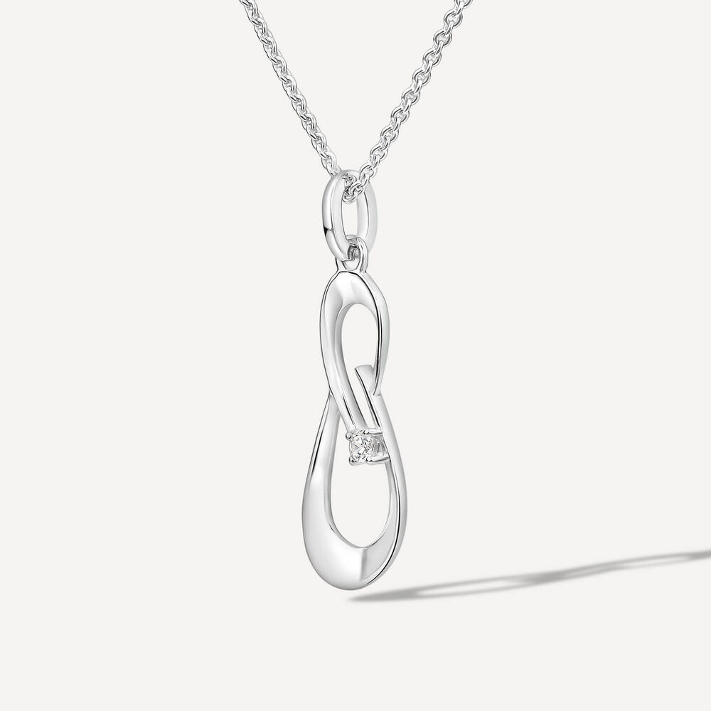 Sterling Silver Cubic Zirconia Open Double Loop Pendant
