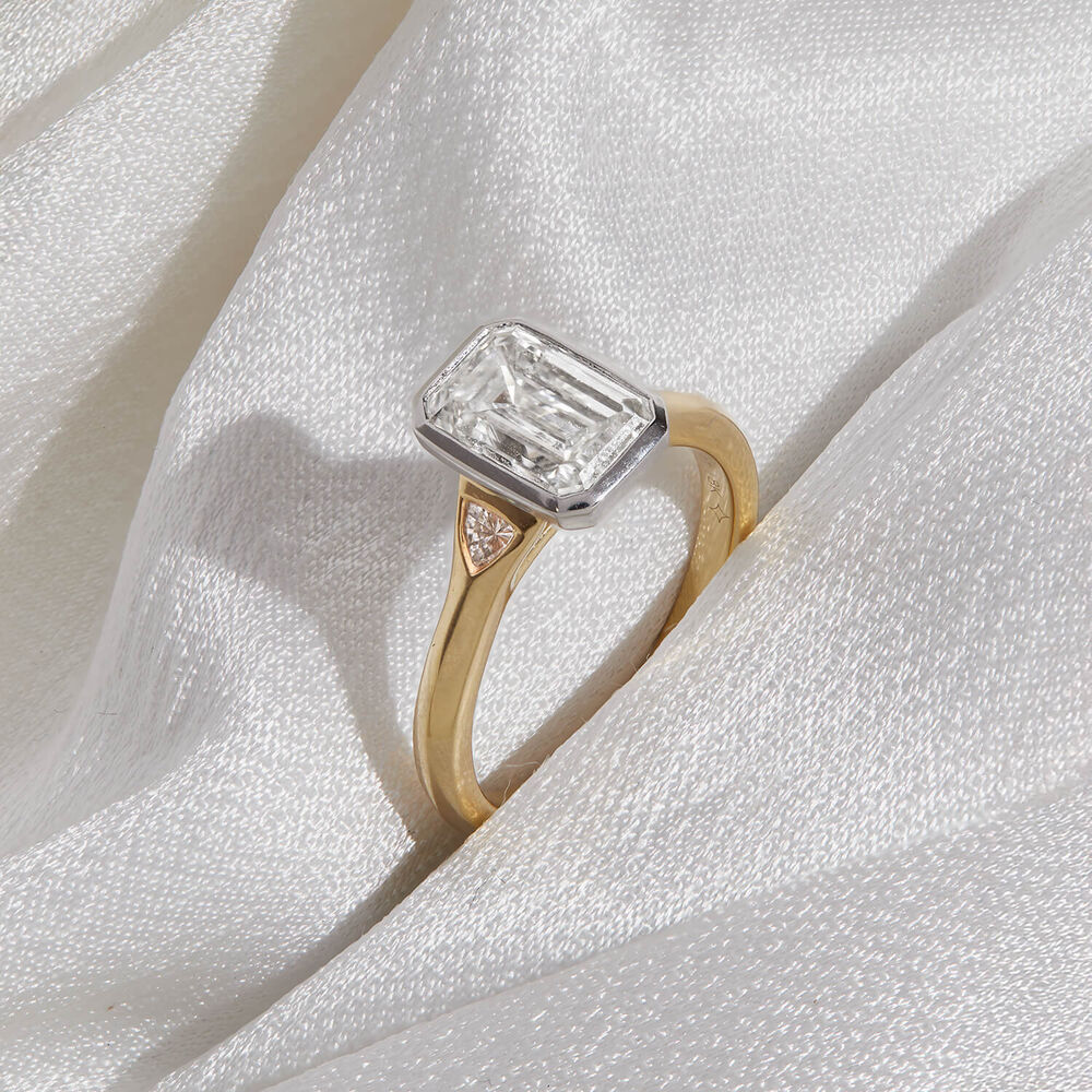 Born 18ct Yellow Gold 2.20ct Emerald Lab Grown Diamond Bezel Set Solitaire Ring