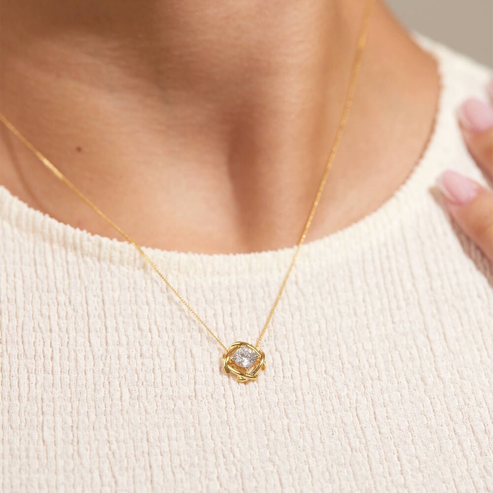 9ct Yellow Gold 1.00ct Lab Grown Entwined Love Knot Pendant image number 5