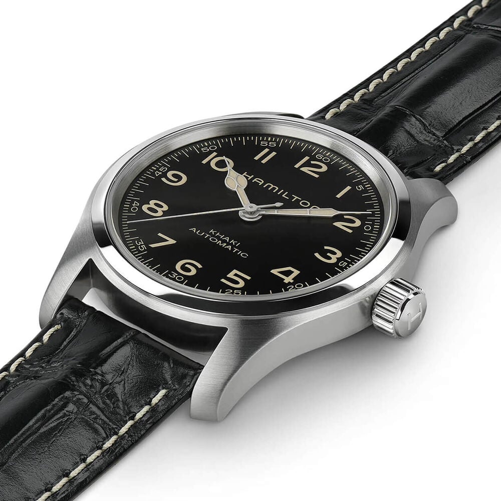 Hamilton Khaki Field Murph Auto 42mm Black Dial Leather Strap & Steel Bracelet Bundle Watch