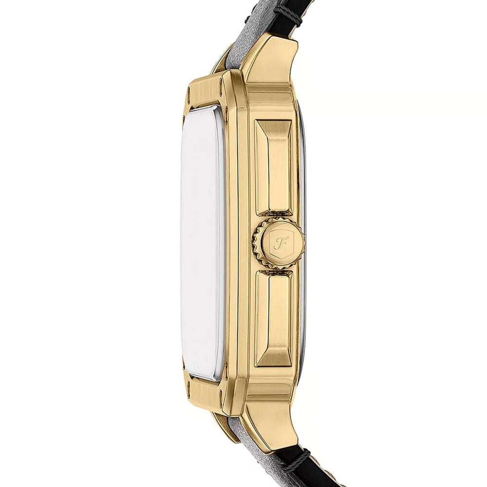 Fossil Crosby 42mm Black Dial Black Leather Strap Watch image number 2