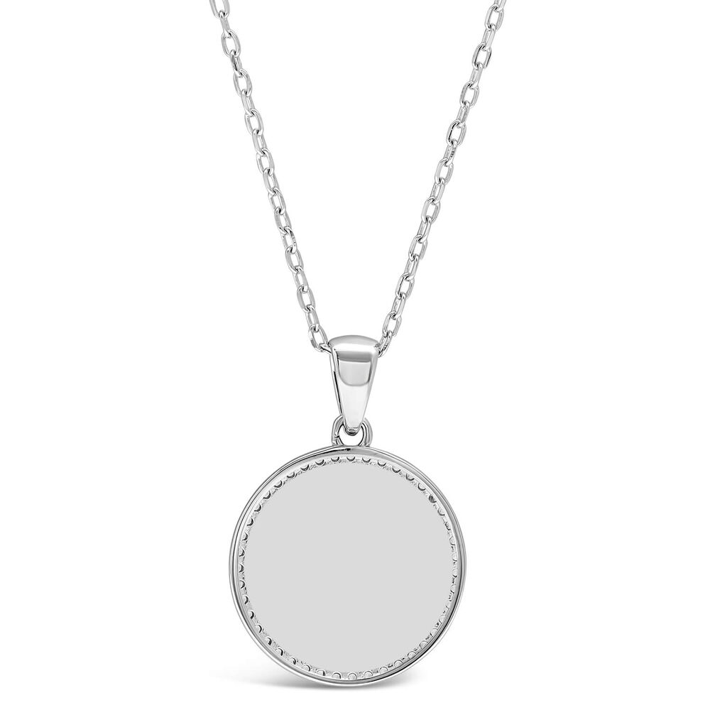 Sterling Silver Plain Disc With Cubic Zirconia Edge Ladies Pendant Necklace (Chain Included)