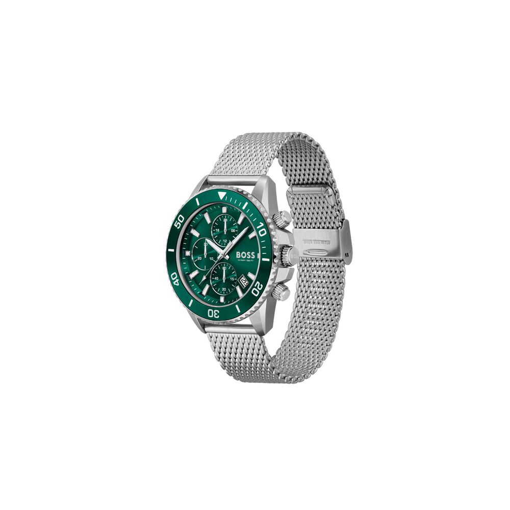 BOSS Admiral 46mm Green Dial Chronograph Steel Case Bracelet Watch image number 1