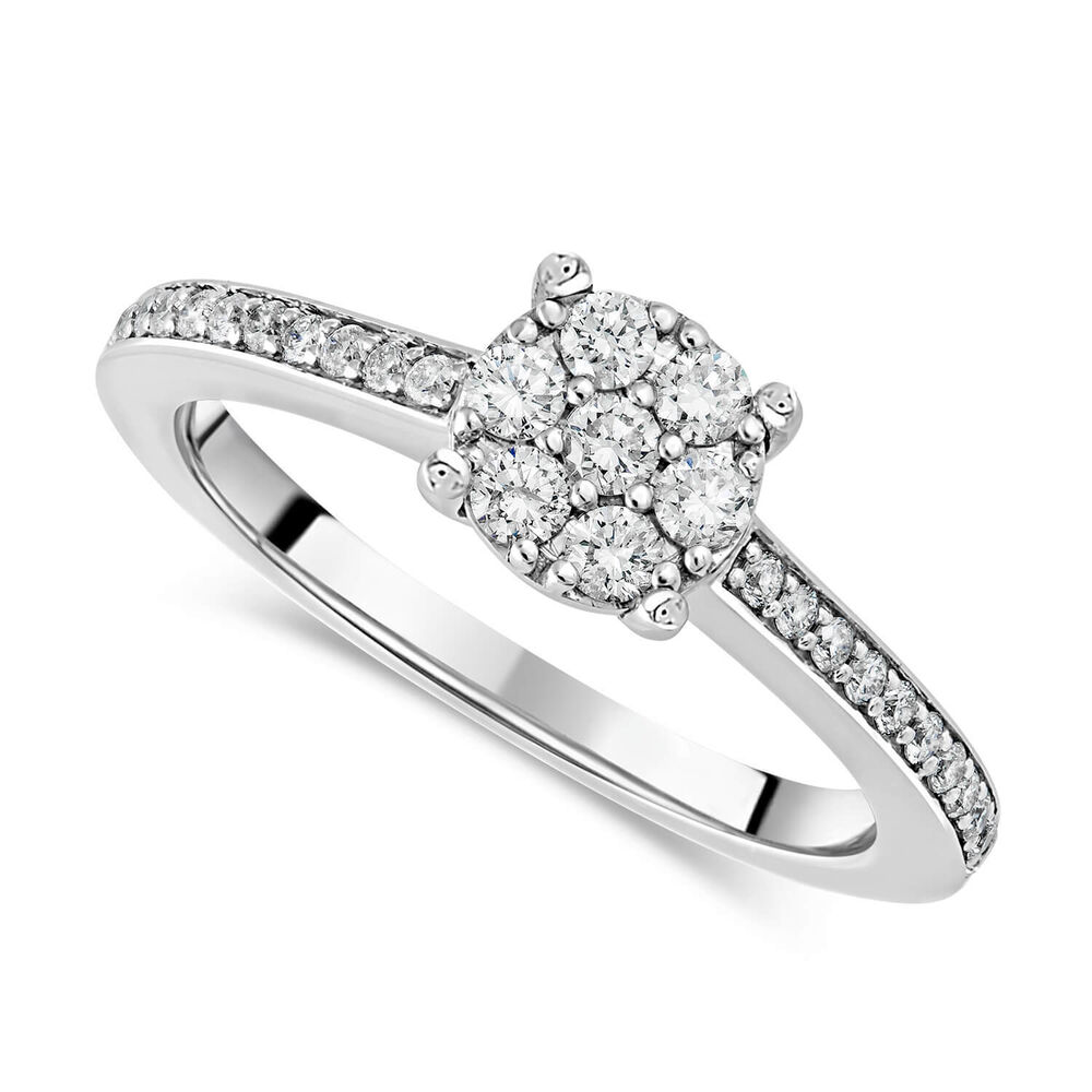 Ladies 9ct White Gold Blossom Diamond Engagement Ring image number 0