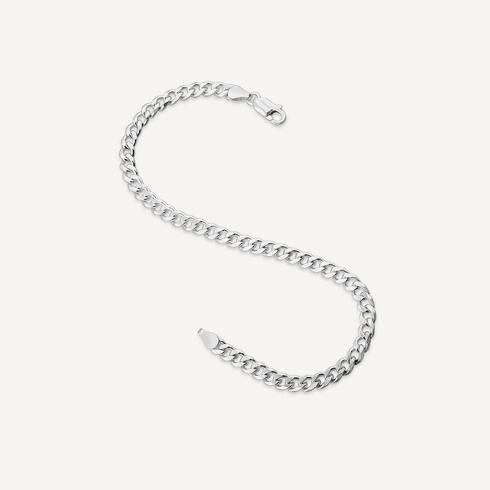 Sterling Silver Diamond Cut Curb Mens Bracelet image number 3