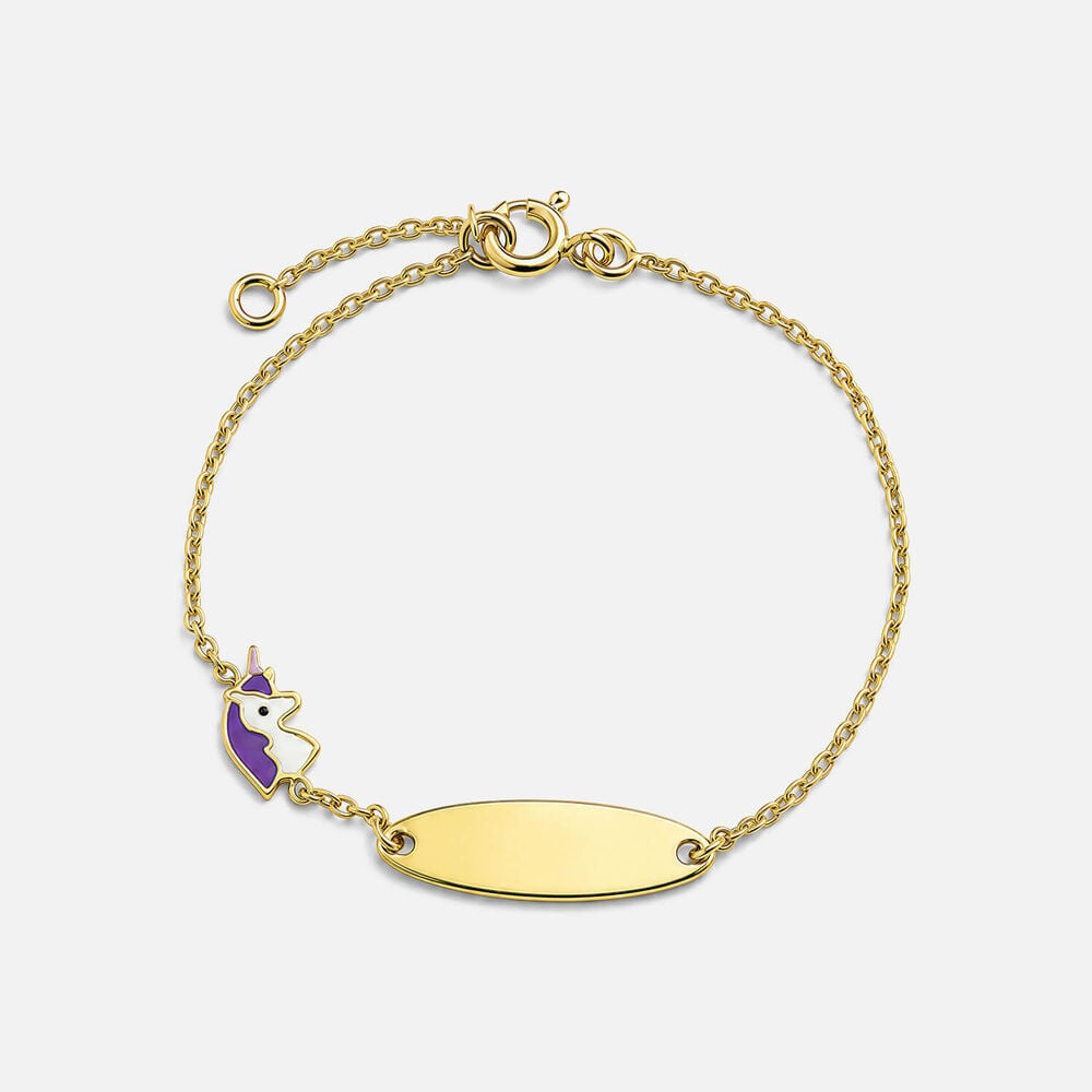 Yellow Gold Plated Sterling Silver Unicorn Charm Kids Bracelet
