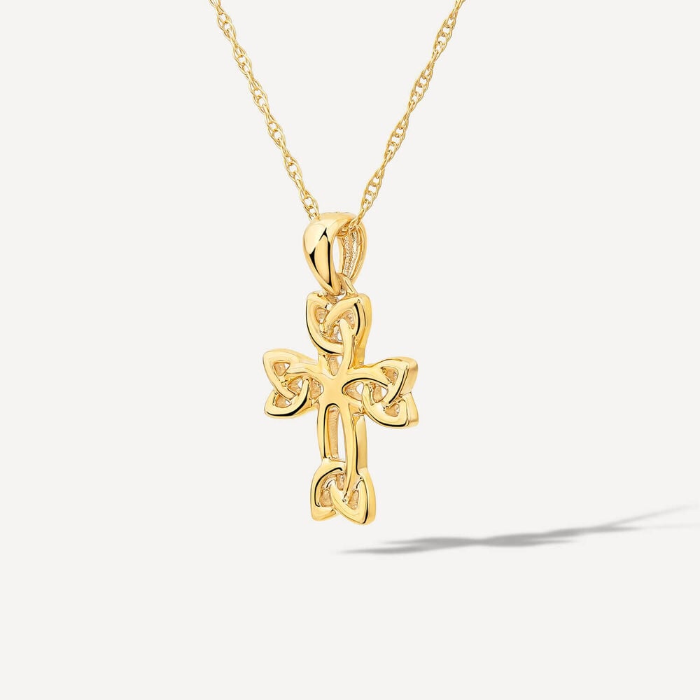 9ct Yellow Gold Celtic Knot Cross Pendant image number 1