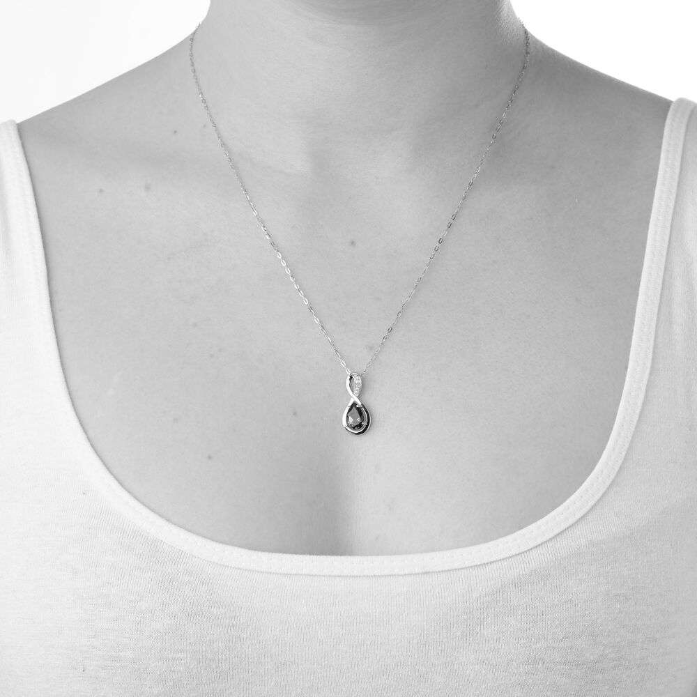 9ct White Gold London Blue Topaz and Diamond Pendant