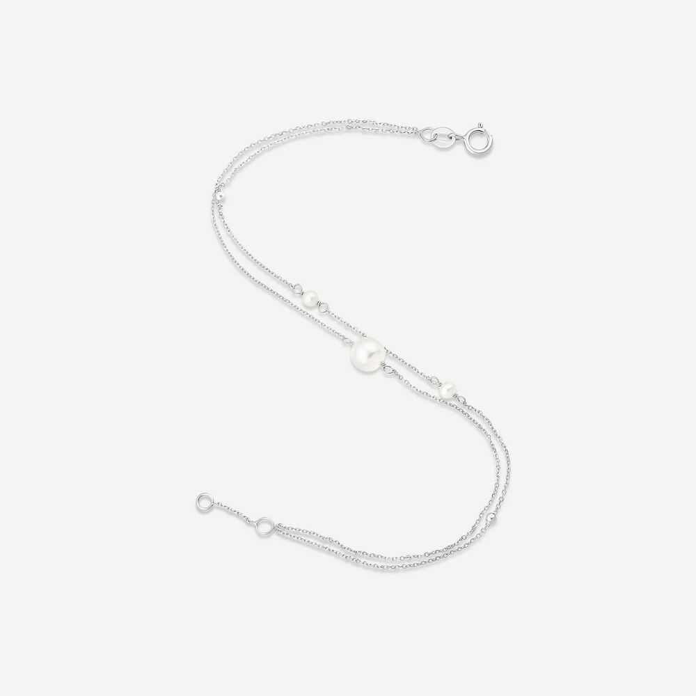 9ct White Gold Pearl & Beads Two Strand Bracelet image number 3