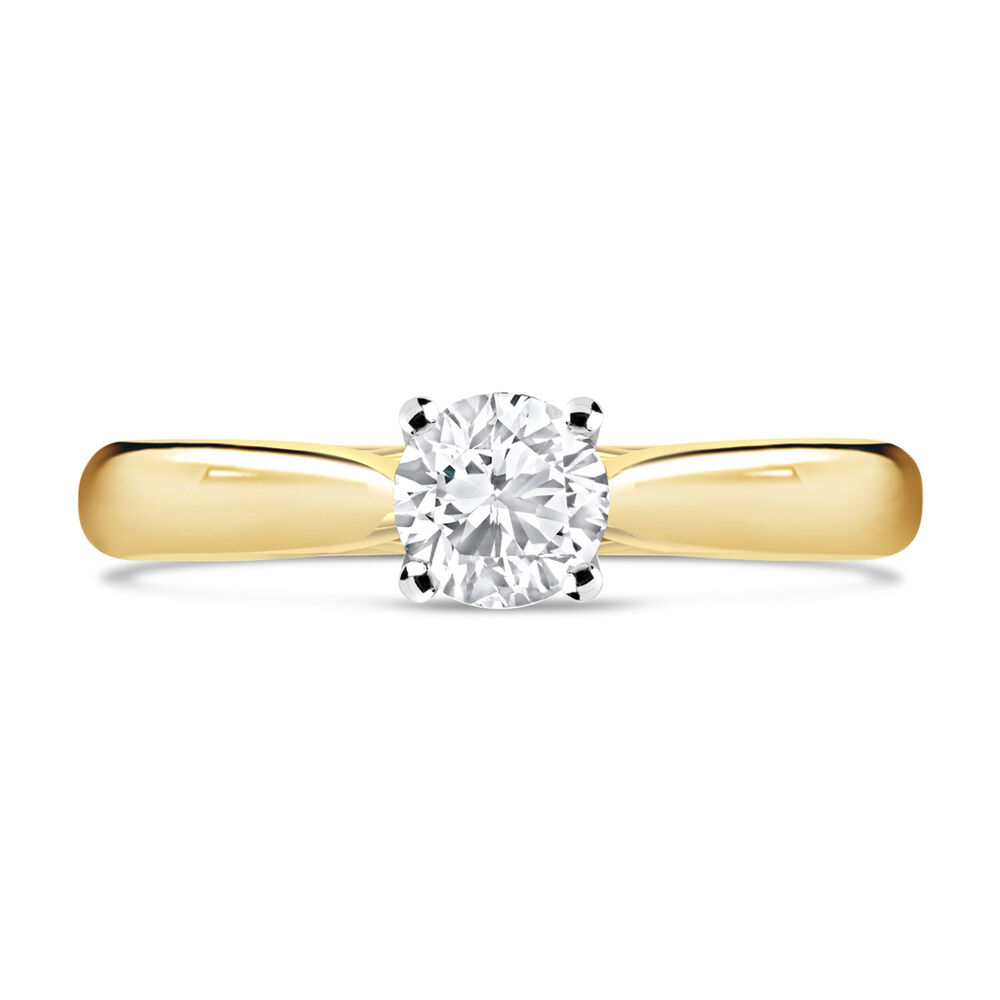 18ct Yellow Gold 0.50ct Round Diamond Orchid Setting Ring image number 1