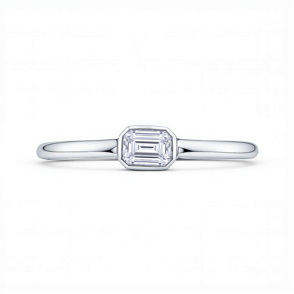 Born Contour 9ct White Gold 0.25ct Emerald Lab Grown Diamond Bezel Set Ring