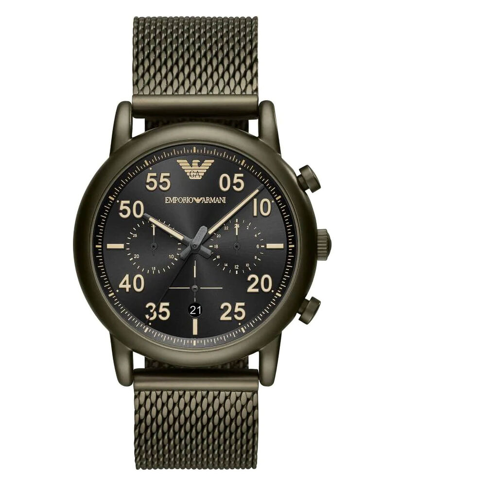 Emporio Armani Luigi 43mm Black Dial Green Bracelet Watch