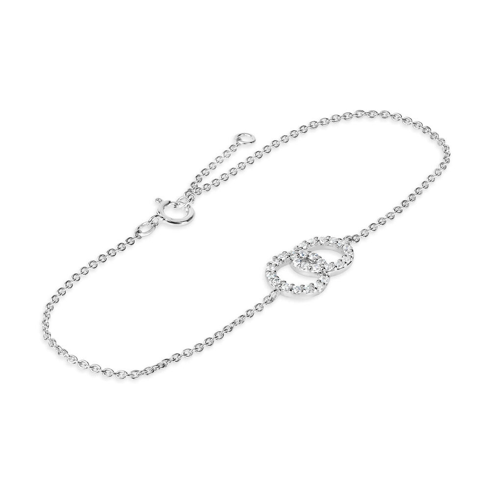 Sterling Silver Double Circle Cubic Zirconia Bracelet