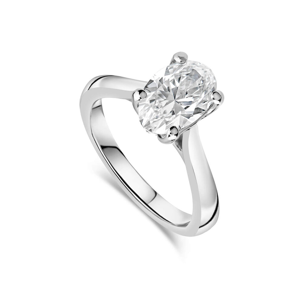 Born Platinum Lab Grown 2ct Solitaire Oval Diamond Ring image number 0