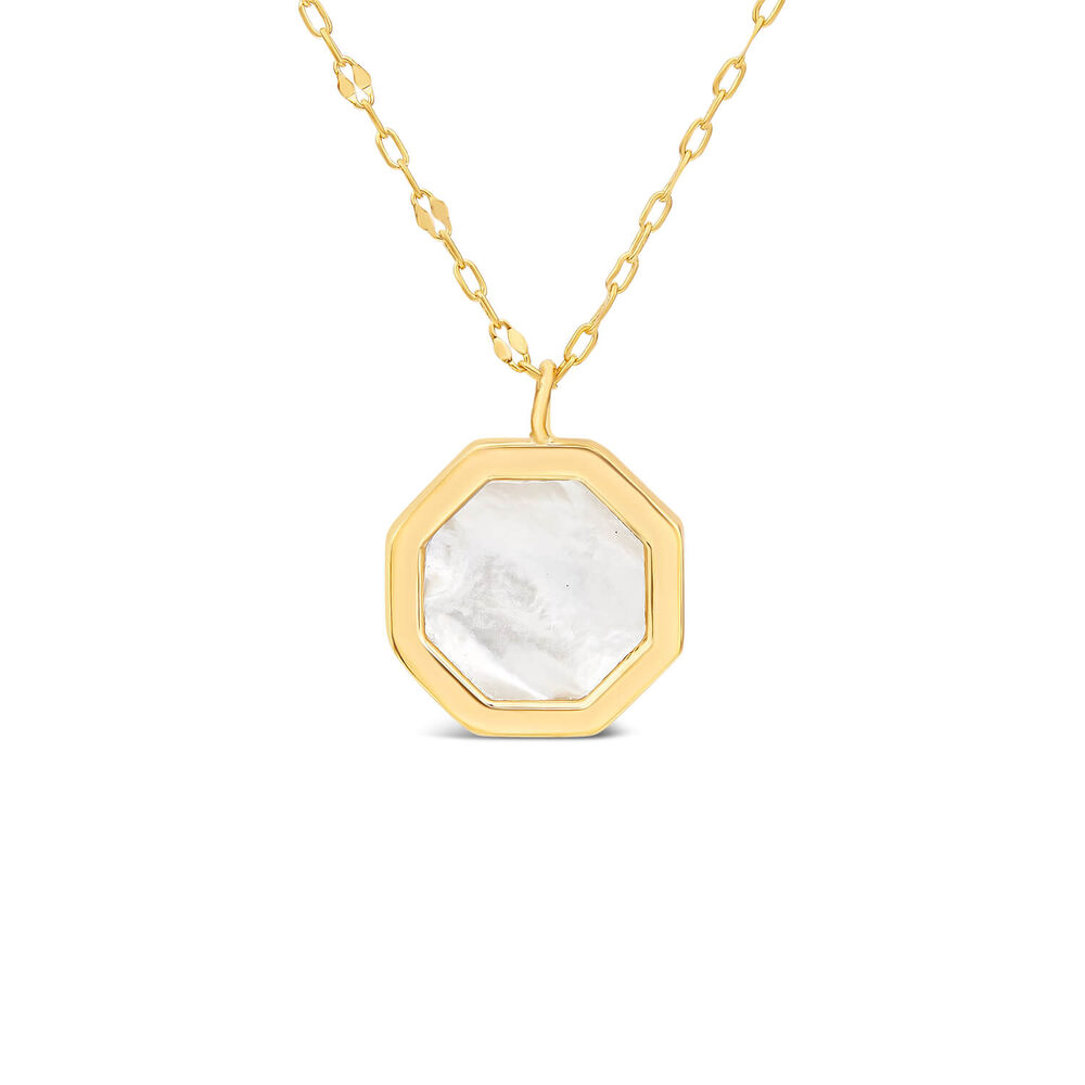 9ct Yellow Gold Hexagon Shaped Mother of Pearl Pendant image number 0