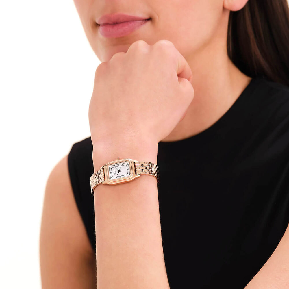 Rosefield Ivy 21x26mm White Dial Rose Gold Tone Stainless Steel Bracelet Watch