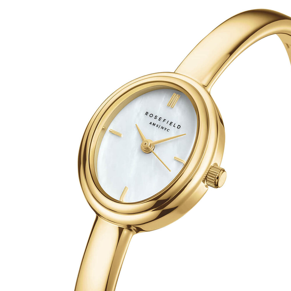 Rosefield Bangle Gold 19.5x23.5mm Mother of Pearl Dial 23k Gold Plated Steel Bangle Watch image number 1