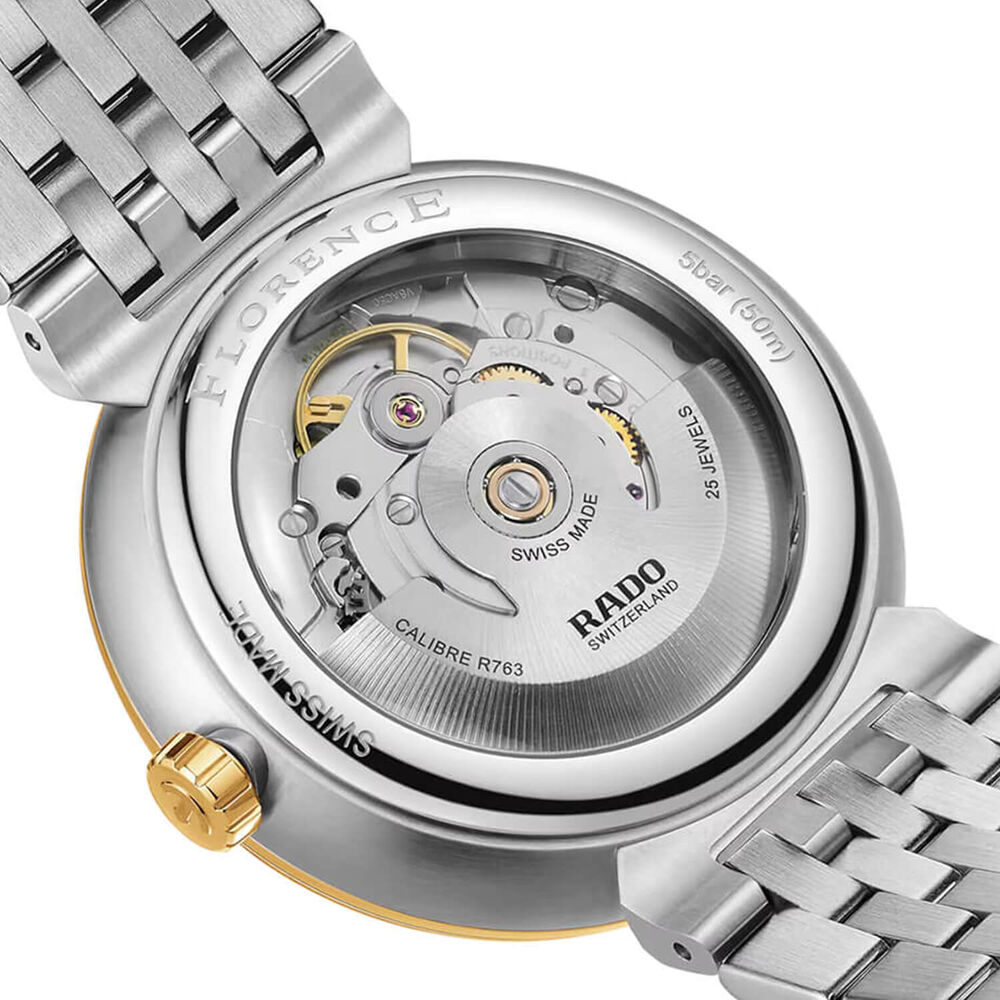 Rado Florence Automatic 39mm Green Dial Yellow Gold PVD Steel Bracelet Watch image number 4