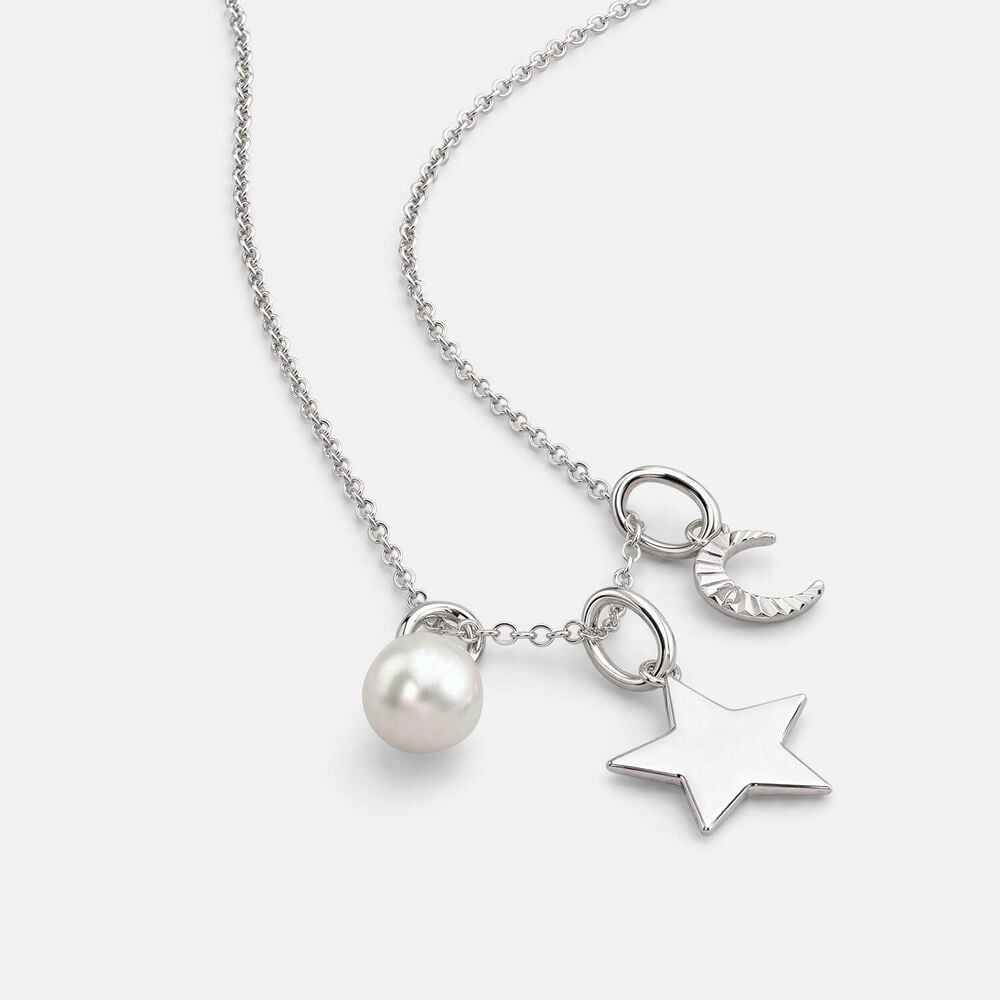 Sterling Silver Star & Moon & Pearl Pendant