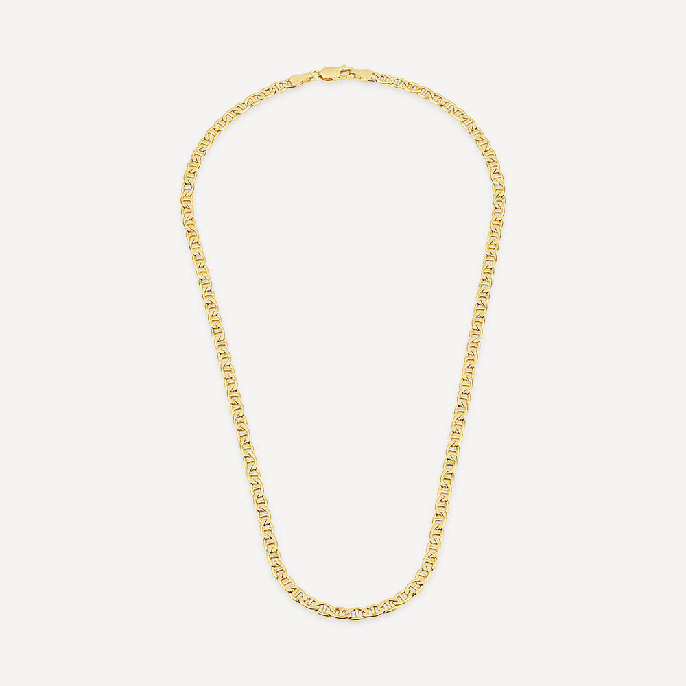 9ct Yellow Gold Bevelled Marine Chain Bracelet image number 2
