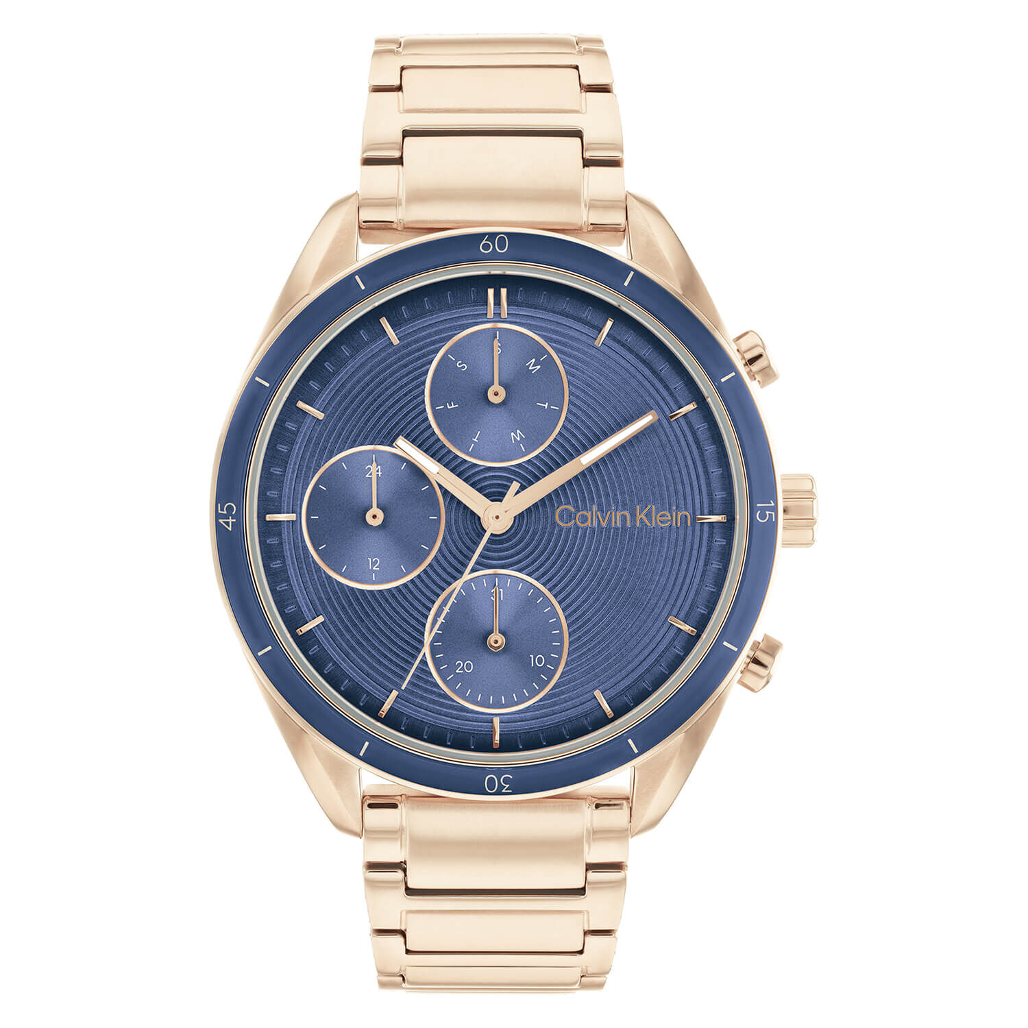 Calvin Klein Sport 38mm Blue Dial Rose Gold Bracelet Watch