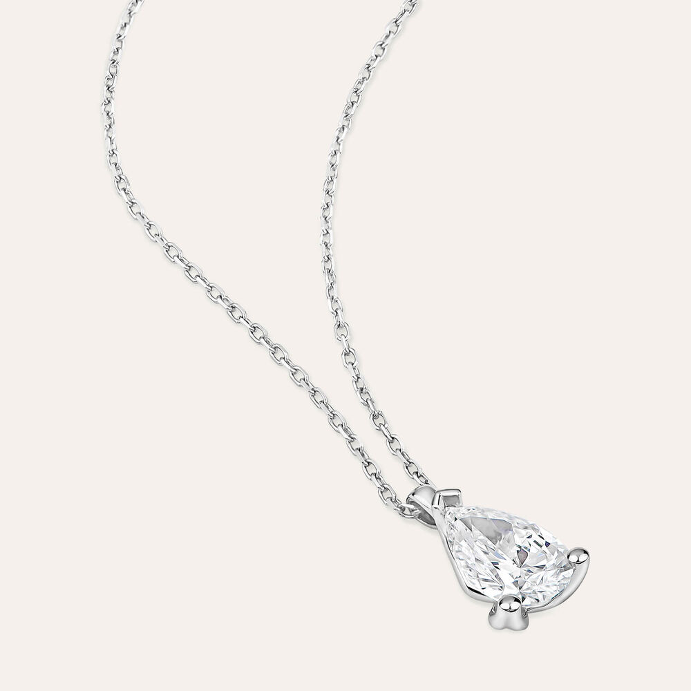 Born 9ct White Gold 1.00ct Lab Grown Pear Diamond Pendant