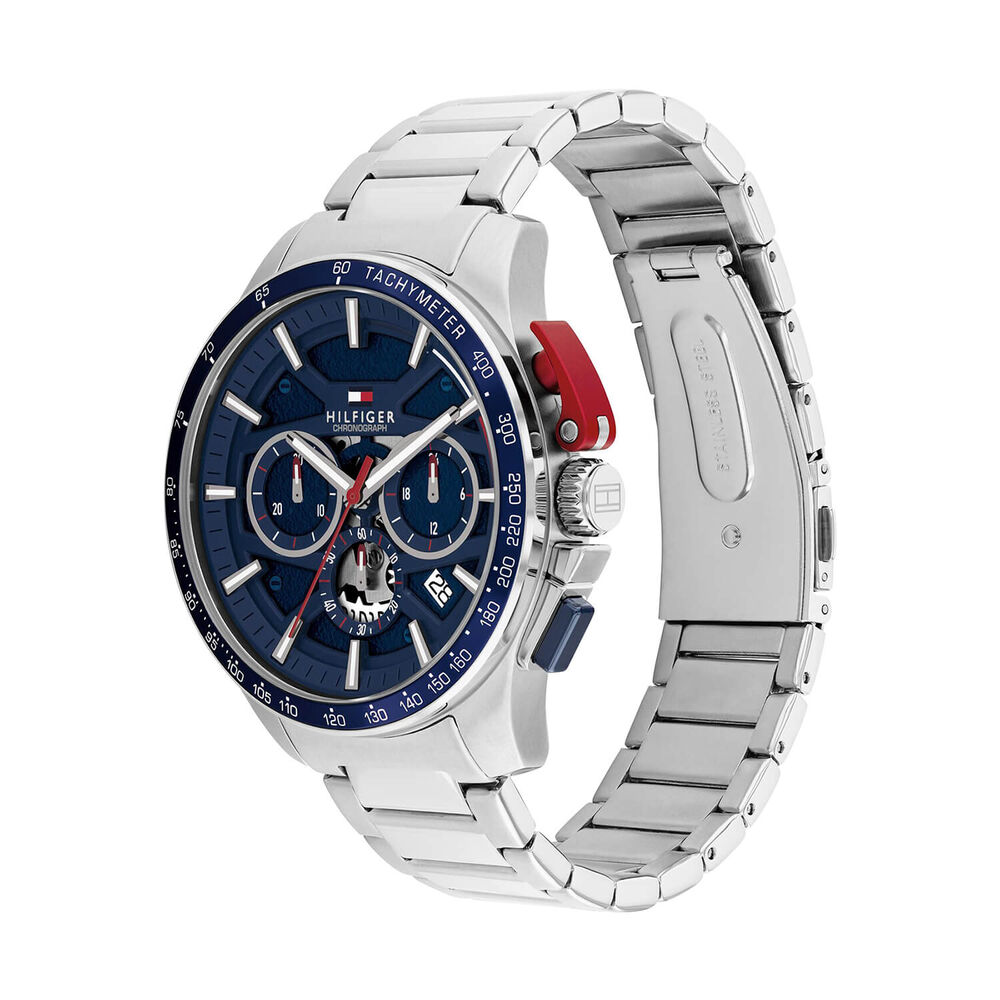 Tommy Hilfiger 44mm Blue Dial Stainless Steel Bracelet Chronograph Watch