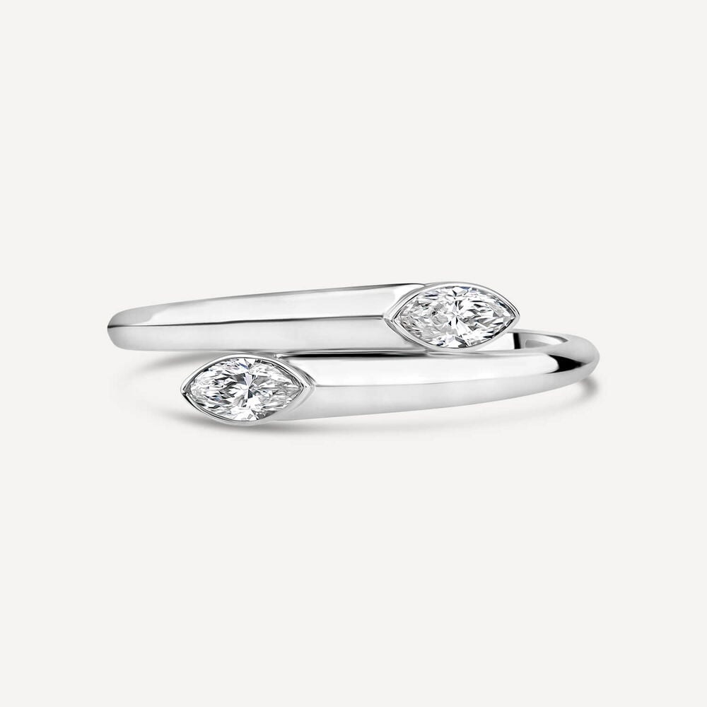 Born Kissed with Diamonds 9ct White Gold Lab Grown 0.20ct Two Marquise Diamond Twist Shape Ring