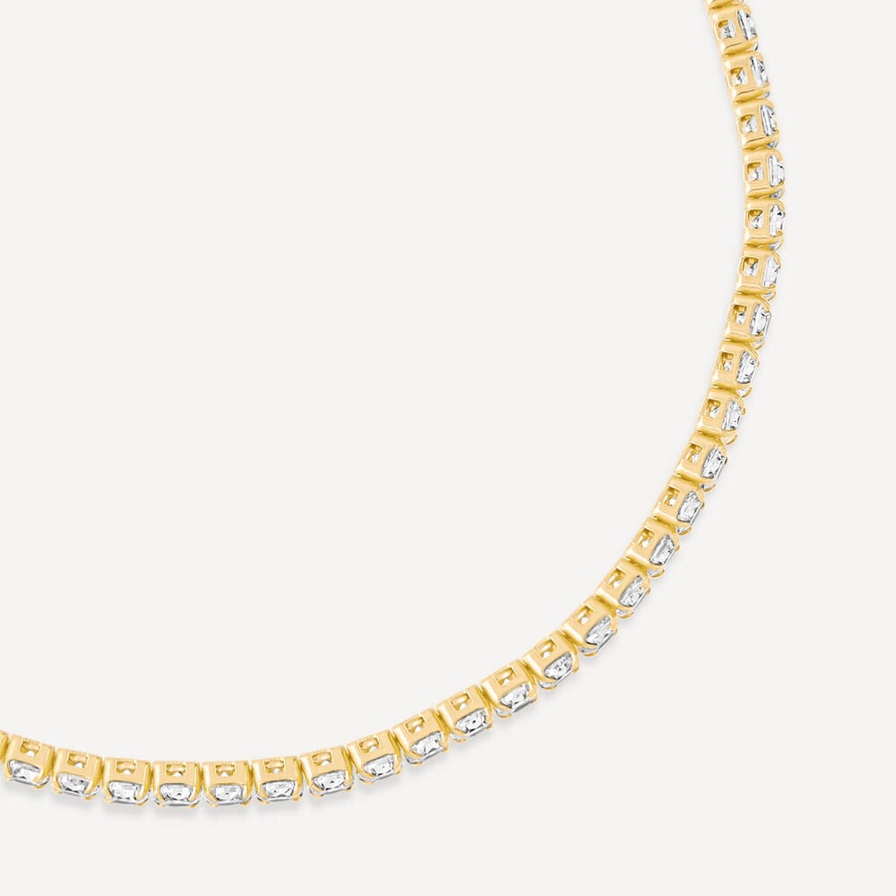 Sterling Silver & Yellow Gold Plated Cubic Zirconia Tennis Bracelet image number 1