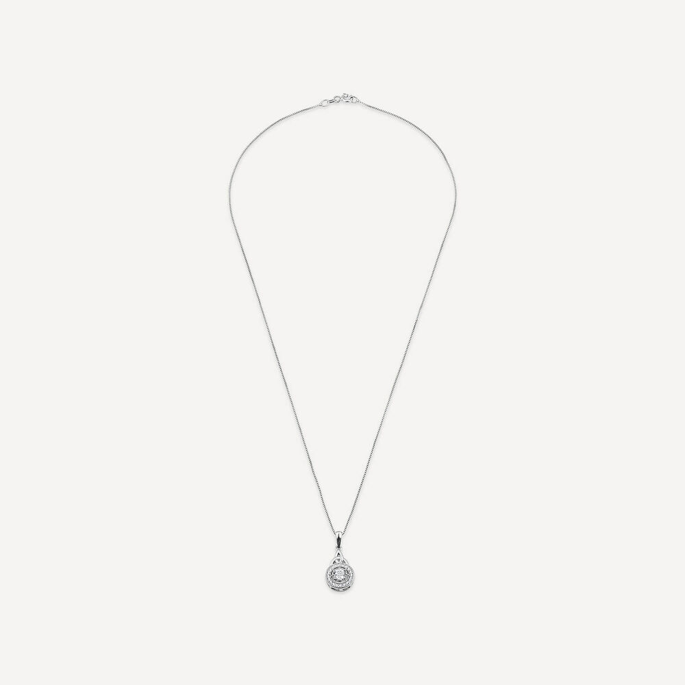 Silver Cluster Cubic Zirconia Trinity Knot Round Pendant image number 2