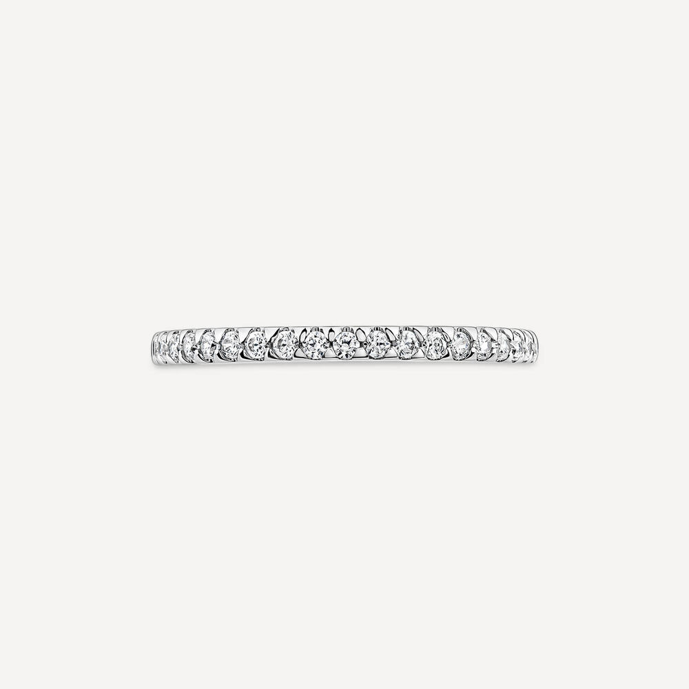 9ct White Gold 1.7mm 0.15ct Diamond Triangle Claw Wedding Ring