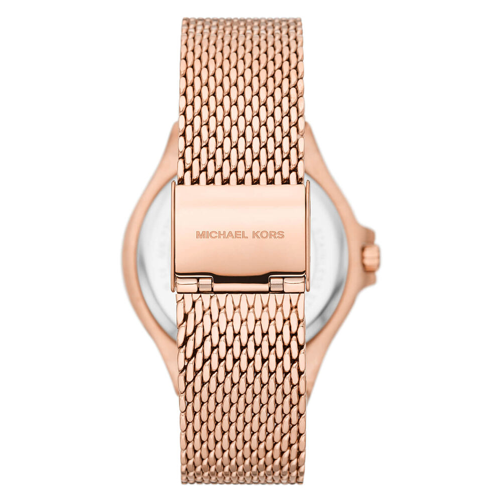 Michael Kors Lennox 37mm Rose Gold Dial Crystal Bezel Bracelet Watch image number 2