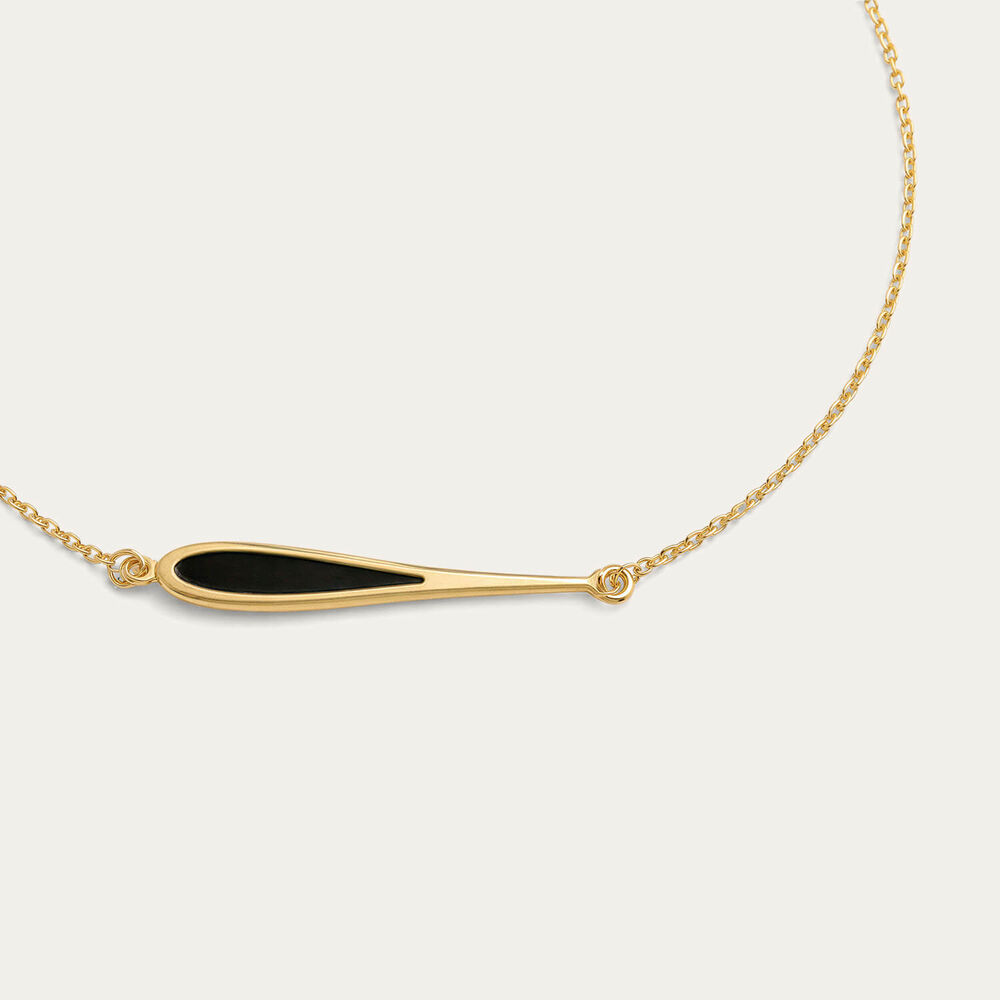 9ct Yellow Gold Black Enamel Teardrop Bracelet