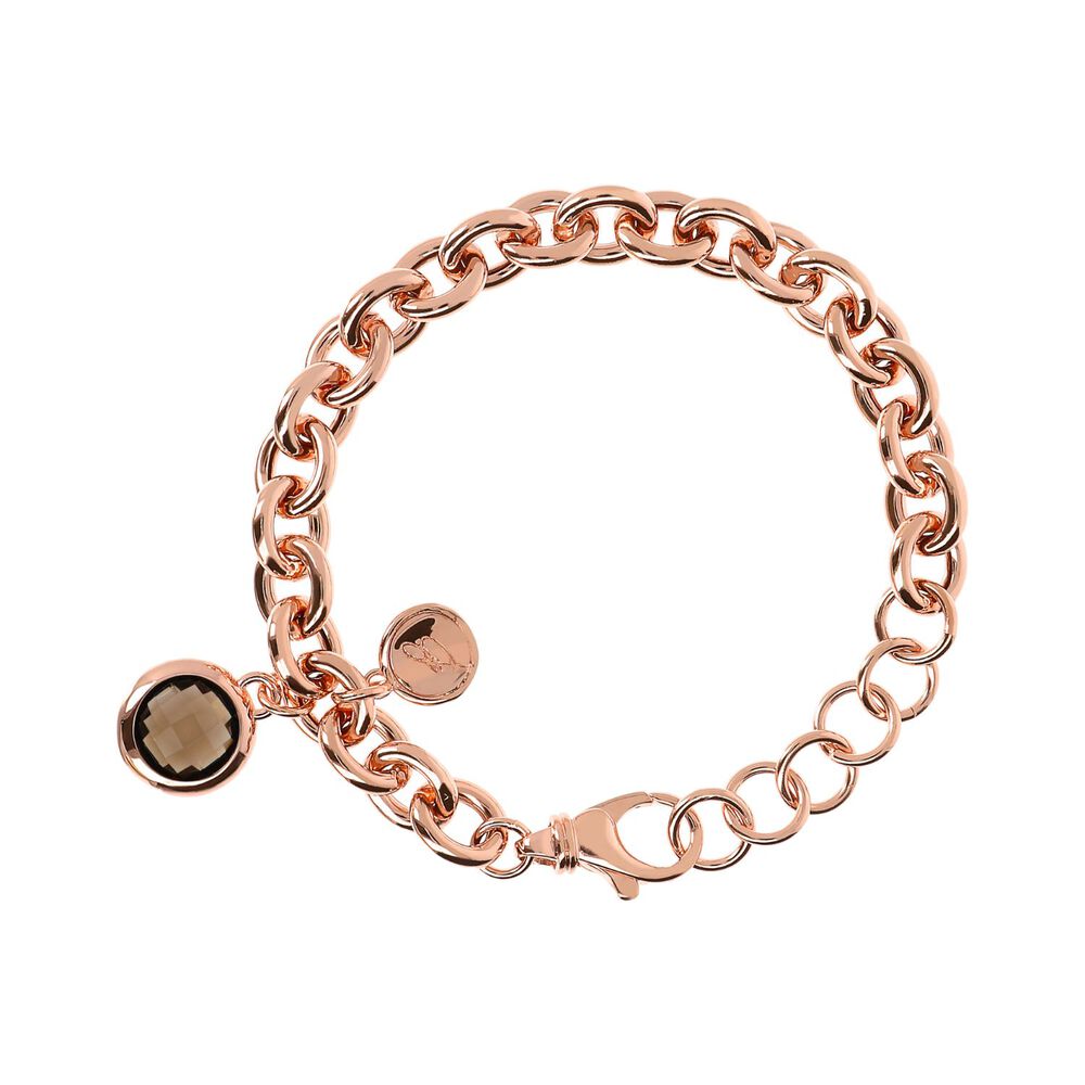 Bronzallure 18ct Rose Gold-plated Smoky Quartz Bracelet