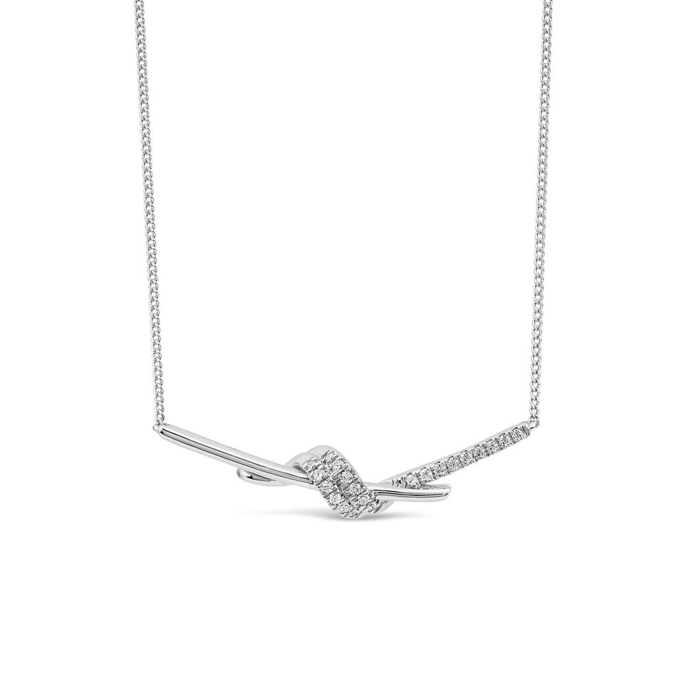 9ct White Gold 0.12ct Twisted Knot Hammock Necklet