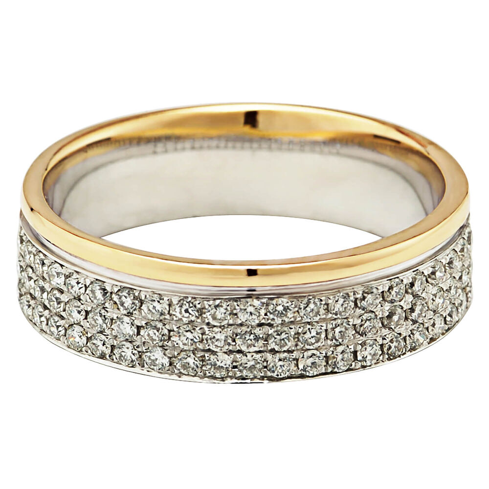 18ct Yellow & White Gold 0.49ct Diamond Row Wedding Ring