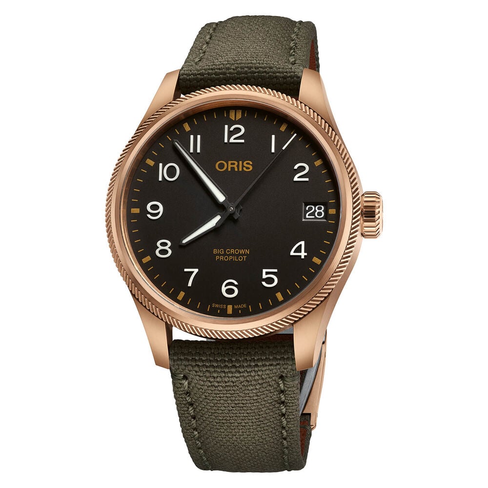 Oris Big Crown Pro Pilot Big Date 41mm Bronze Dial Olive Strap Watch