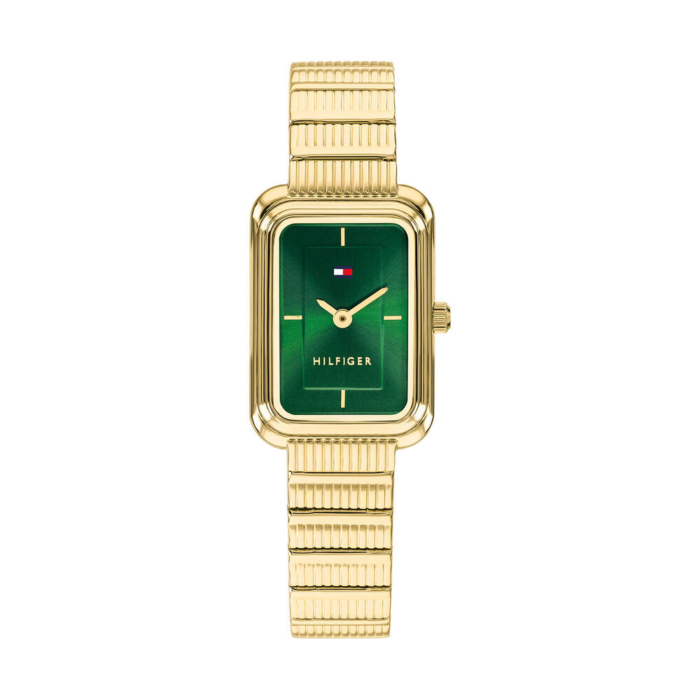 Tommy Hilfiger 28.8x20.5 Green Dial Gold Tone Steel Bracelet Watch