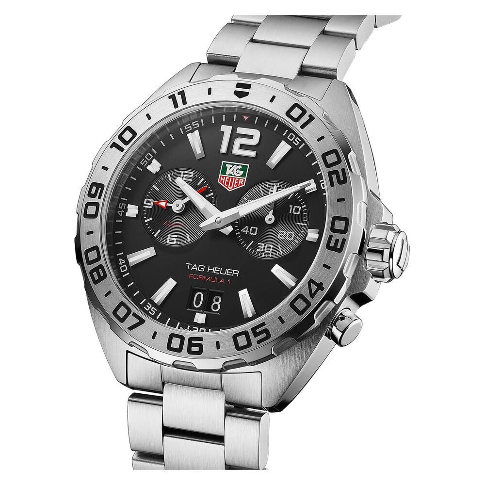 TAG Heuer Formula 1 Date 41mm Black Dial Alarm Stainless Steel Bracelet image number 2