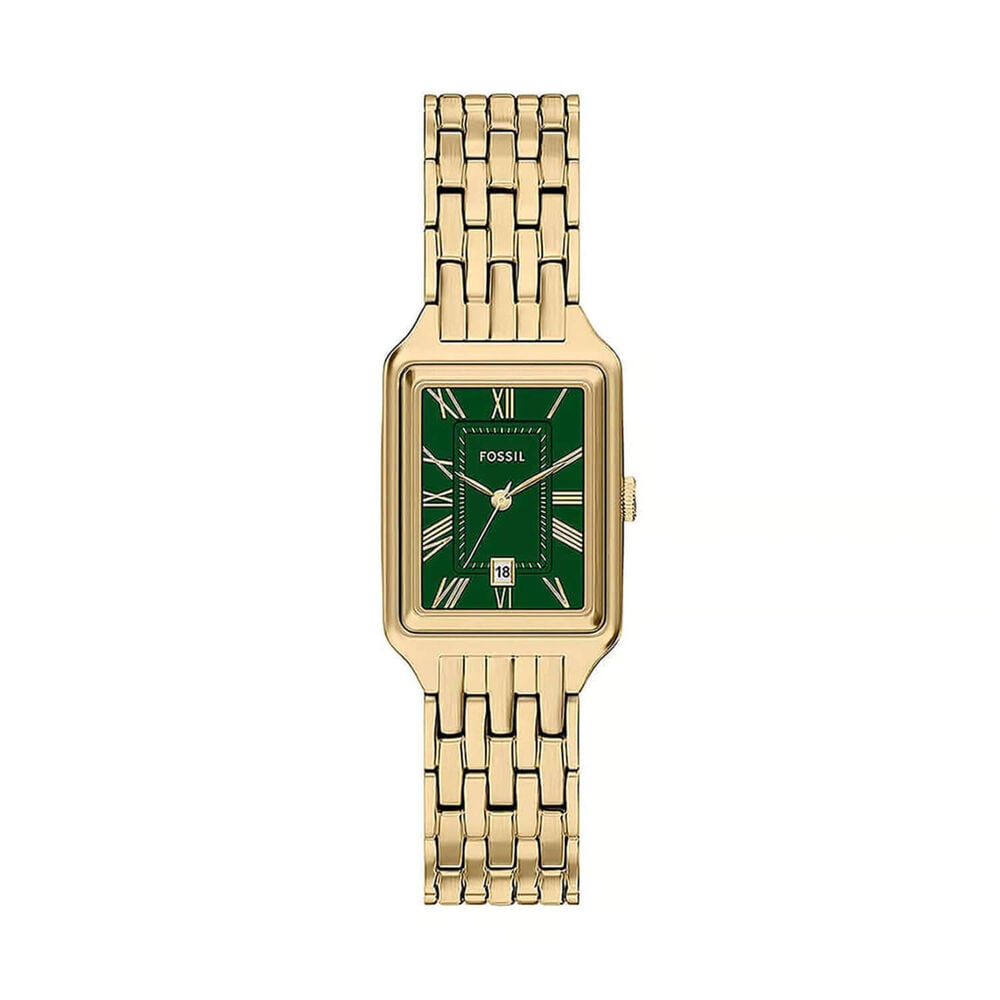 Fossil Raquel 32x23mm Green Dial Gold Tone Stainless Steel Bracelet Watch image number 0