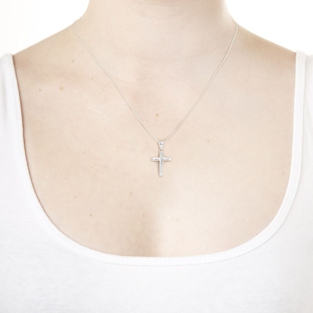 Sterling Silver Cross Necklace (Chain Included) image number 2