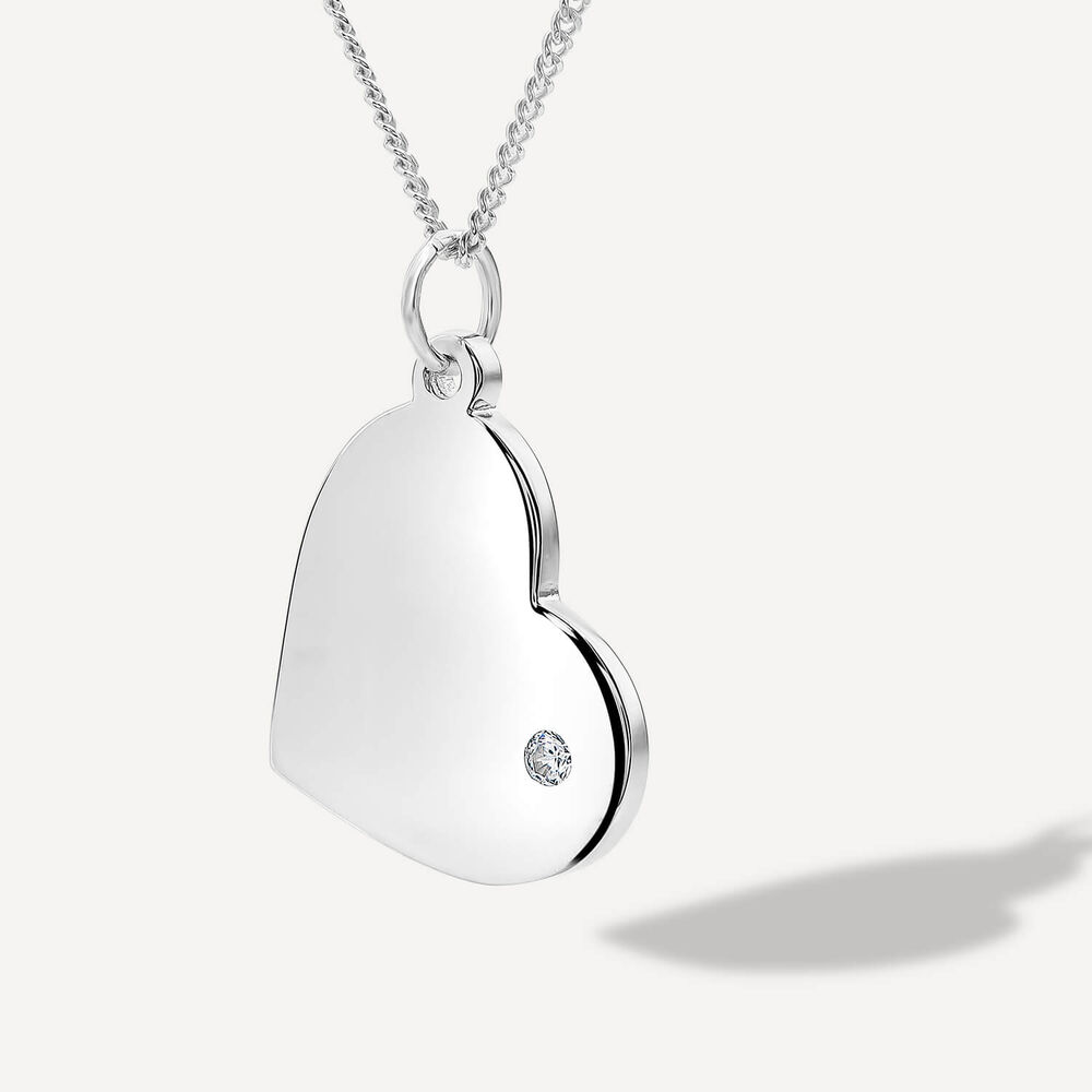 Sterling Silver Polished Heart Disc Pendant image number 1