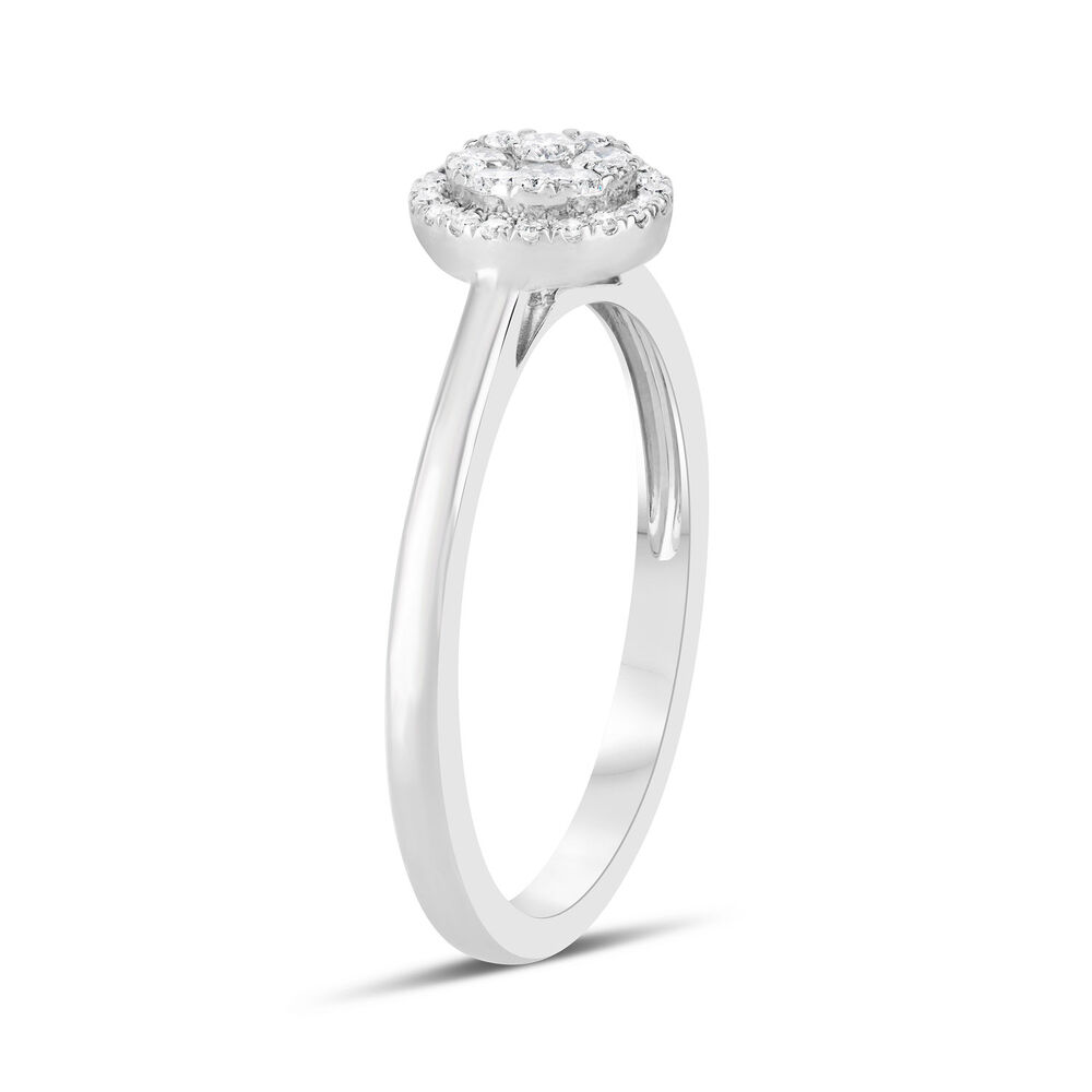 Platinum 0.25ct Diamond Halo Cluster Ring image number 3