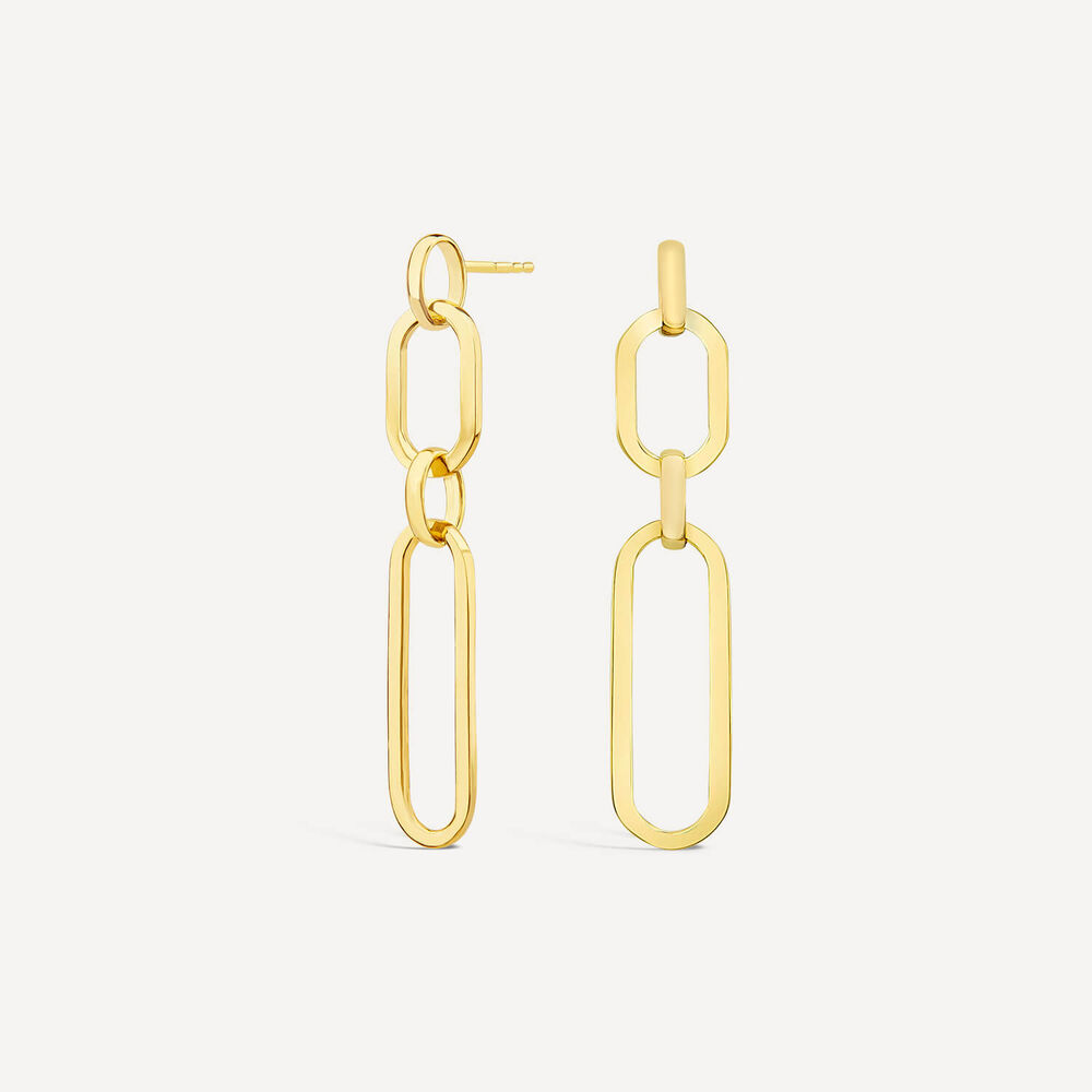 Sterling Silver Yellow Gold Plated Large Paperlink Drop Earrings