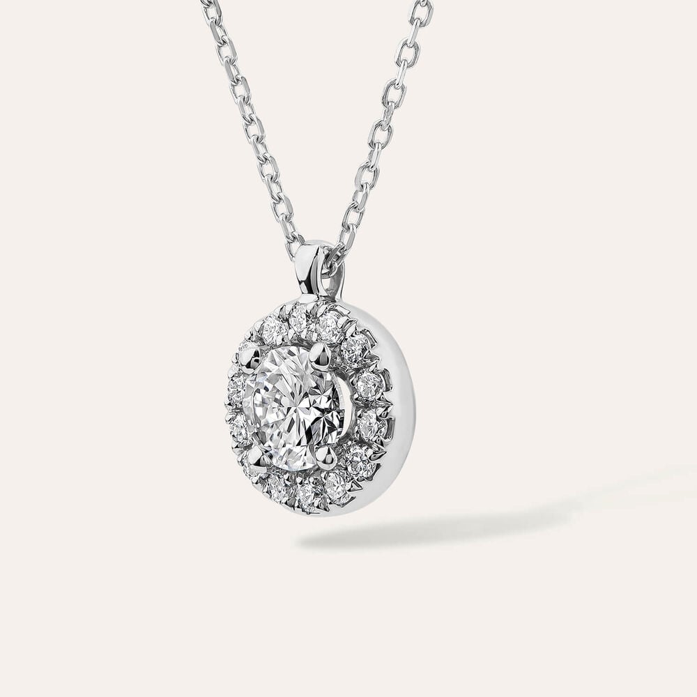 Born 9ct White Gold Lab Grown 0.52ct Halo Diamond Pendant