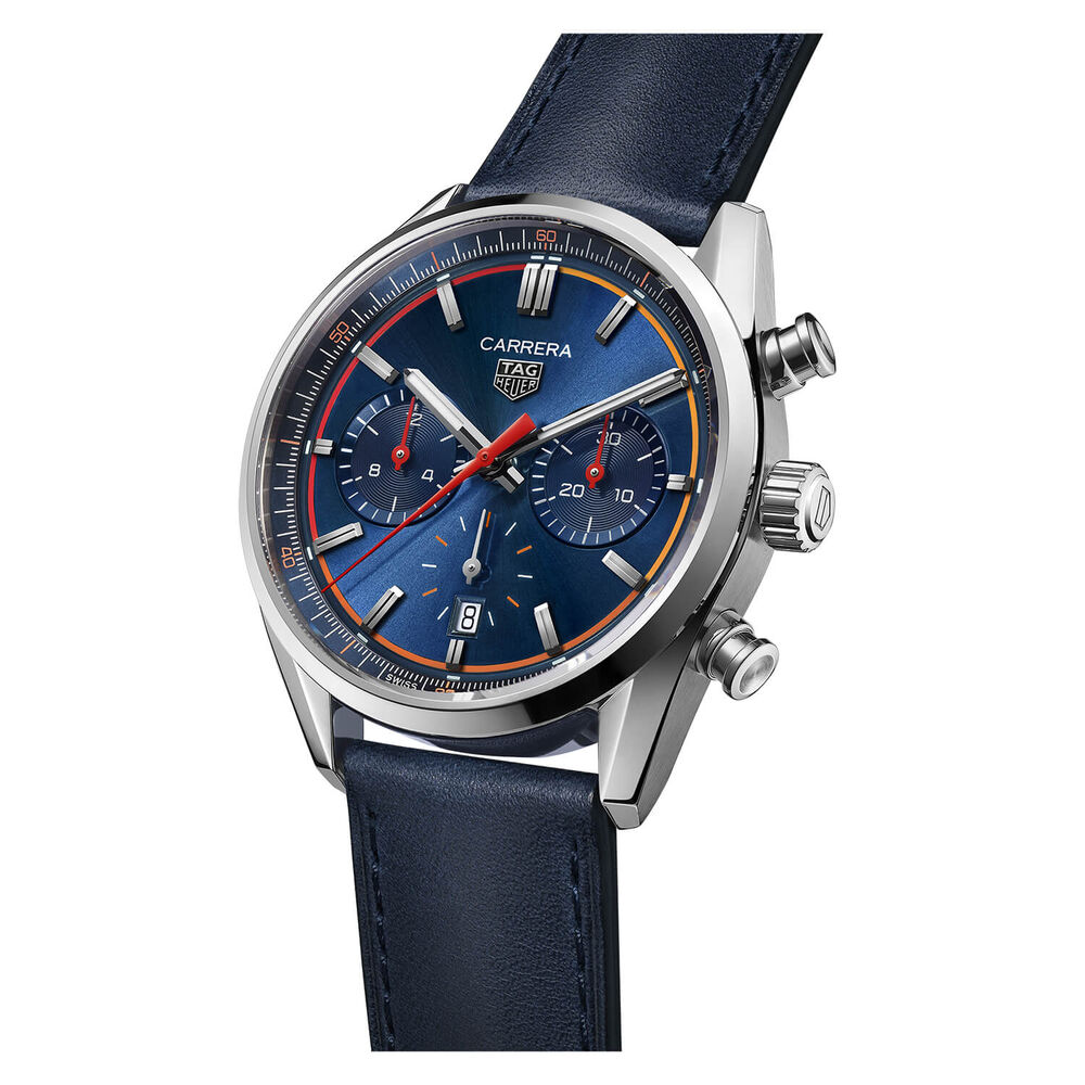 TAG Heuer Carrera 42mm Blue Dial & Strap Red Detail Watch image number 7