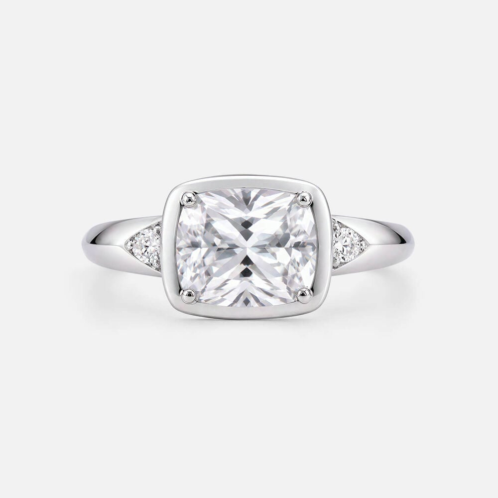 Sterling Silver Rectangular Cubic Zirconia Bezel Set Ring